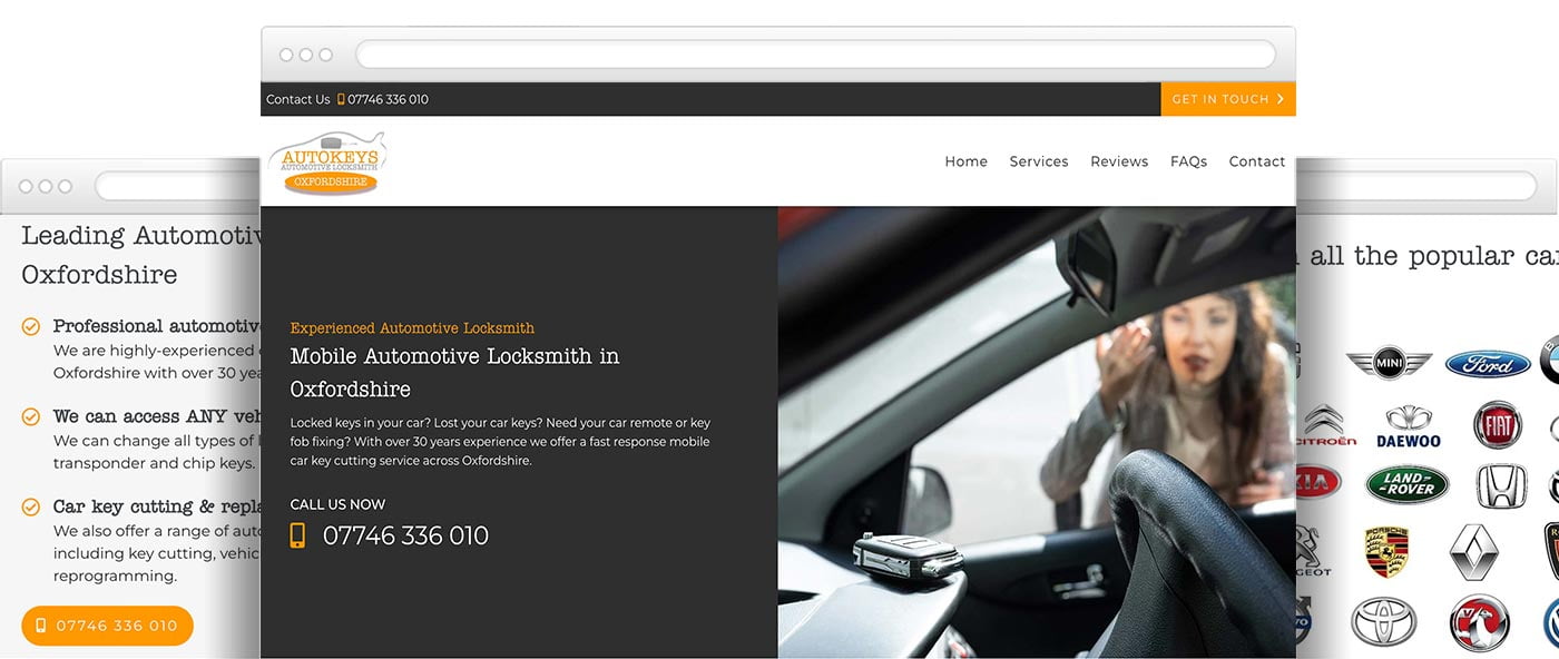 Car key specialist website design