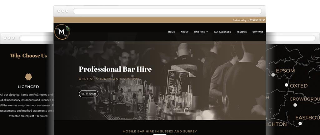Mobile bar website design