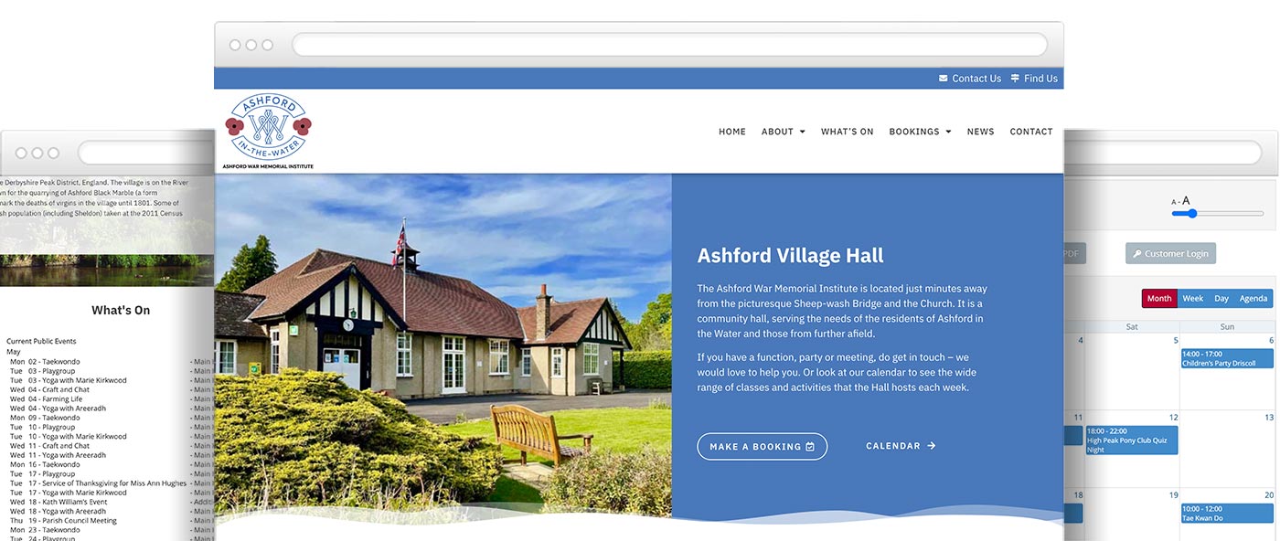 Village hall website design with Hallmaster