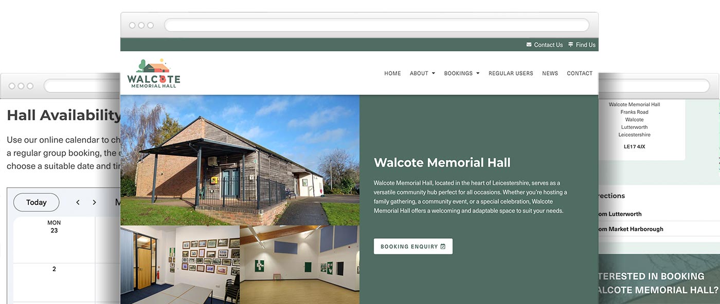Village hall website design using WordPress