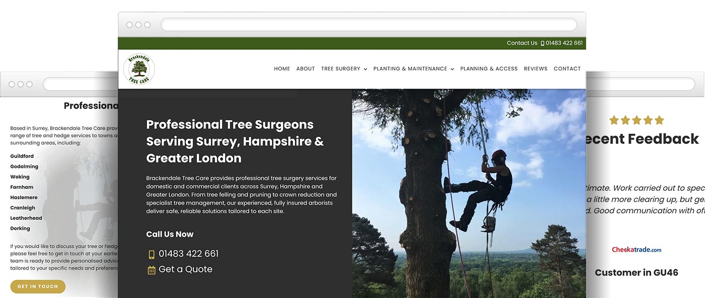 WordPress website designed for a professional tree surgery business